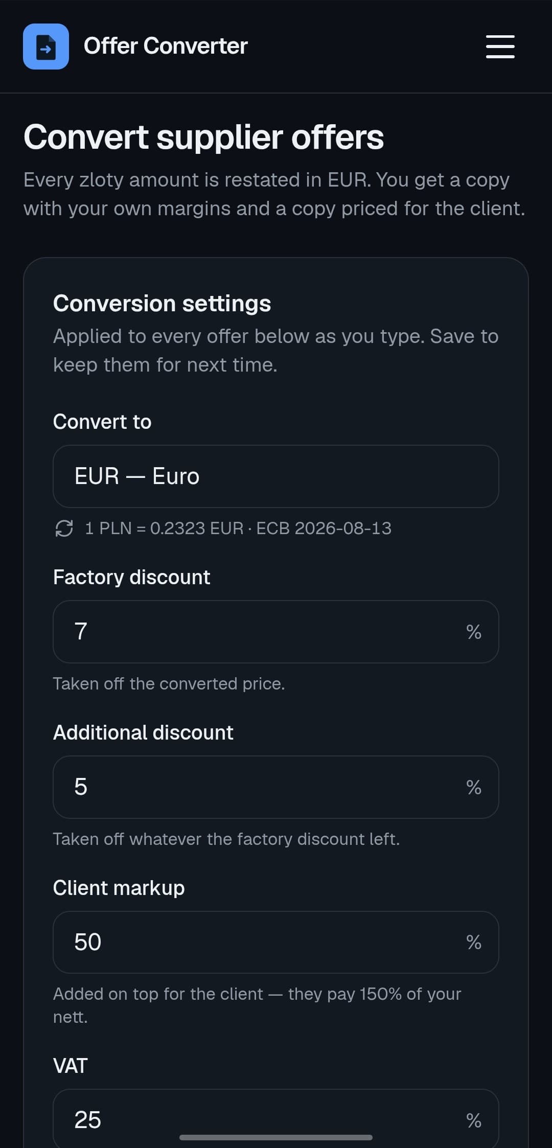 Offer Converter Web App